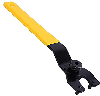 Clé pour meuleuse d'angle réglable, clé d'angle universelle pour meuleuse avec poignée antidérapante pour goupille de contre-écrou pour meuleuses Remplacer les disques (Jaune)