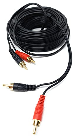 DRUT RCA to RCA Stereo Audio Cable, 15m, Black | Durable, reliable connectors. No drivers needed, plug & play. Great for turntables, amplifiers, TVs, and home Hi-Fi systems.