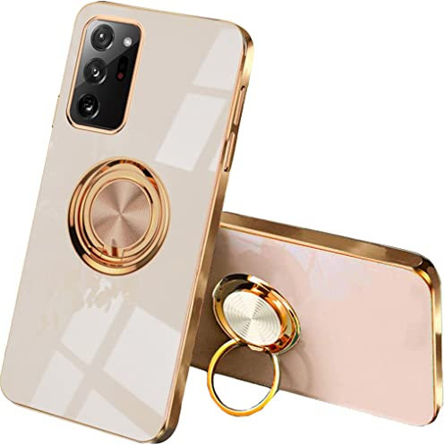 SEAHAI Cover per Samsung Galaxy Note 20 Ultra 5G/4G, Custodia Ultra Sottile ed Elegante in Silicone TPU, Glitter Placcatura Phnom Penh Design Cover Antiurto Case con 360° Anello Supporto, Rosa