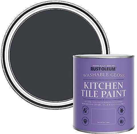 Rust-Oleum Peinture Grise Résistante à l'eau pour Faïence de Cuisine, Finition Brillante - Anthracite (RAL 7016) 750ml