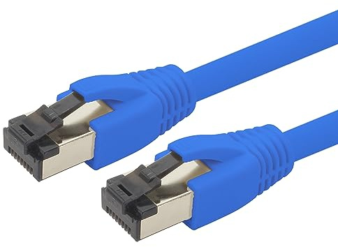 1aTTack.de 15m Cat 8 network cable CAT8 cable blue - 1 piece Cat.8 Lan 2000 MHz 40 Gbit s 40GBase-T Poe+ patch cable Ethernet cable LSZH - 1 x 15 meter blue