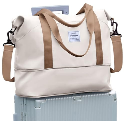 Reisetasche Damen Sporttasche 40x20x25 Ryanair Handgepäck Tasche Weekender Bag Schwimmtasche Wasserdicht Travel Bag Duffle Bag Fitnesstasche Trainingstasche Frauen für Reise Gym,D11-Beigebraun