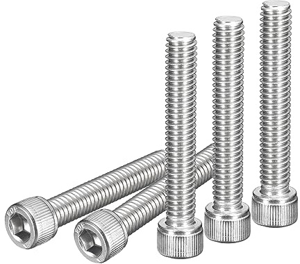 DTGN 5/16-18x2(DxH) Sechskantschraube mit Innensechskant 10Stk Silber | Gut für Möbelbefestigungen - Vollgewinde 304 Edelstahl Rundkopf Sechskantschrauben