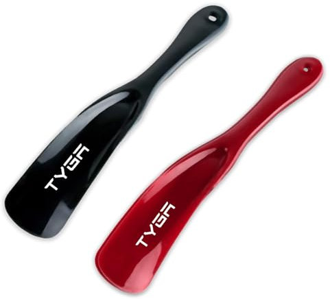 TYGA Chausse-pieds, résistants aux pressions, plastique flexible et résistant (19 cm) (2pk) (noir, rouge)