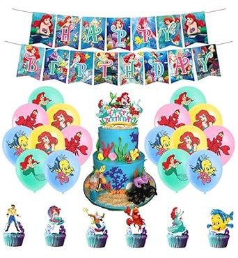 Princess Mermaid Deko Geburtstag Mermaid Geburtstag Deko Meerjungfrauen Luftballons Deko Mermaid Kuchen Topper Arielle Geburtstag Girlande Arielle Geburtstagsdeko Ariel Geburtstag Luftballons