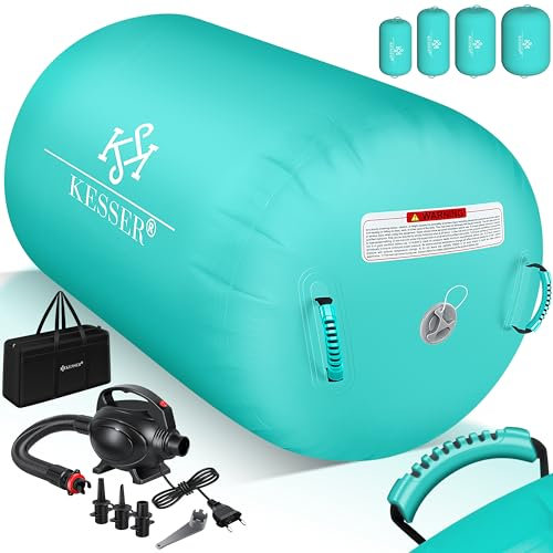 KESSER® Aufblasbare Airtrack | inkl. Tragetasche & elektr. Luftpumpe | Barrel Tumbling, Yoga, Fitnessmatte, Trainingshilfe, Turnmatte, Balance Trainer, Sportmatte, Gymnastikmatte, Workout