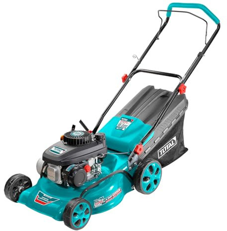 TOTAL - Tagliaerba A Scoppio A Spinta Con Larghezza Taglio 46 Cm E Altezza Taglio 2,5-7,5 Cm, Tosaerba Benzina Motore 4 Tempi 141cc 4HP, Rasaerba A Benzina Giardino Con Contenitore 60L