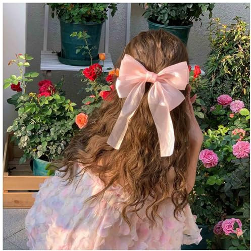 Dervivea Barrette Noeud En Satin Barrette Noeud Français Barrette Noeud Rose Barrette Noeud En Mousseline De Soie Barrette Noeud En Soie Accessoires Décoratifs Pour Les Cheveux Des Femmes Et Des