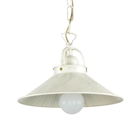 Licht-Erlebnisse Hängeleuchte Weiß Echt-Messing E27 Ø 25 cm Handarbeit Industrie Design Hängelampe Esstisch Esszimmer