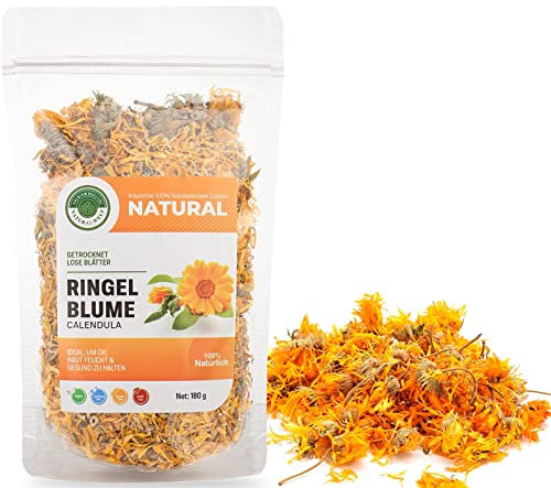 Natural Welt Ringelblumenblüten getrocknet 180g I lose und ganz Ringelblumentee I Geschenke für Frauen I hochwertige Calendula Kräutertee I ohne Zusatzstoffe