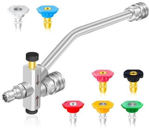 Foam Cannon Dual-Connector Accessory, Pressure Washer Double Tip Attachment, with 1/4 Quick Connect Pressure Washer Extension Wand, 7 Pressure Washer Sprayer Nozzles for Car Motorcycle Washing (A)