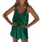 LIAOPUFUS Femme Robe Courte à Bretelles en Col V Sexy Halter Robe à Paillettes Sequins Brillants Robe Lâche (009 Vert, XL)