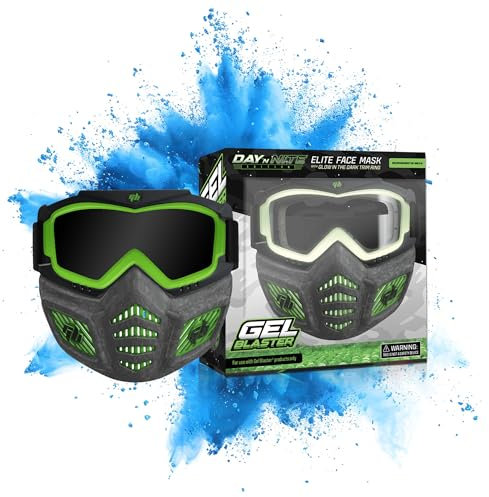 Gel Blaster Elite Gesichtsmaske - Leuchtende taktische Gesichtsmaske im Dunkeln, Abnehmbare Schutzbrillen & verstellbares Kopfband, Belüftetes Kiefergestell passt zu allen Gesichtstypen - ab 14 Jahren
