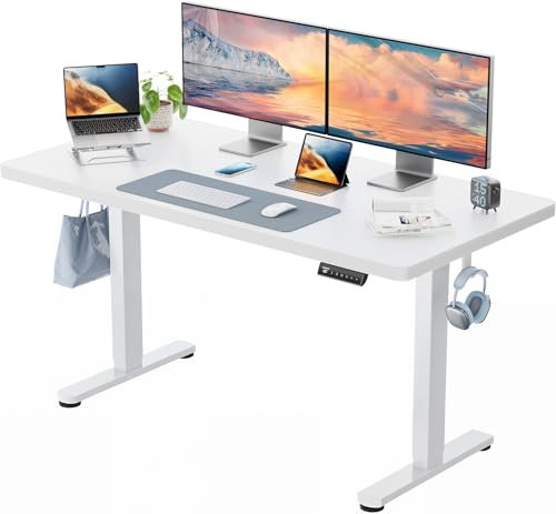 HUANUO One-Piece Desktop Standing Desk 140x80cm with Brushless Motor, Height Adjustable Standing Desk with Whole Board for Home Office