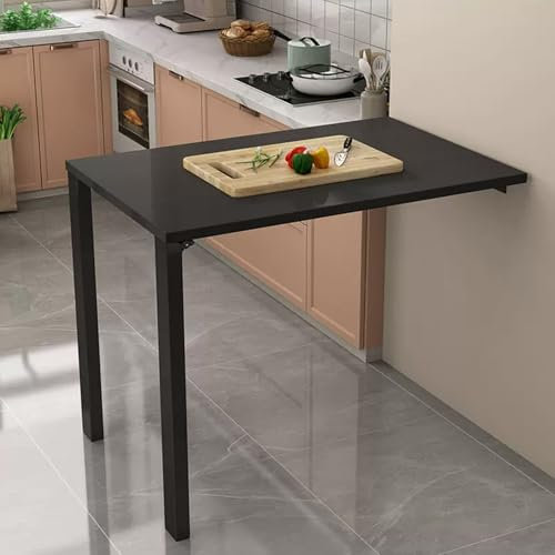 Nordivo Wandklapptisch für Küche - Platzsparender Wandschreibtisch, Holz (Black, 75x40cm)
