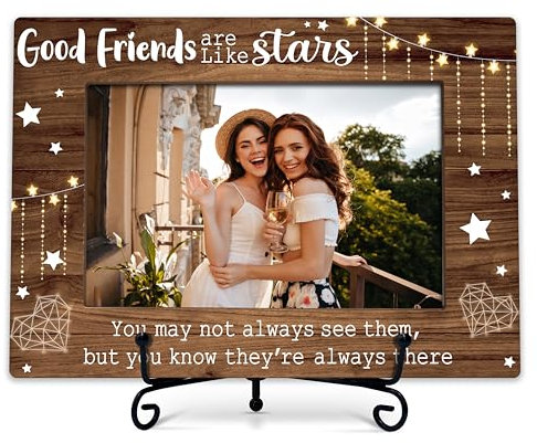 BXVRT Marco de fotos para amigos, marcos de amistad a larga distancia para mujeres, marco de fotos de madera con soporte, regalos de cumpleaños, graduación, Navidad, para hermanas, amigas, 05