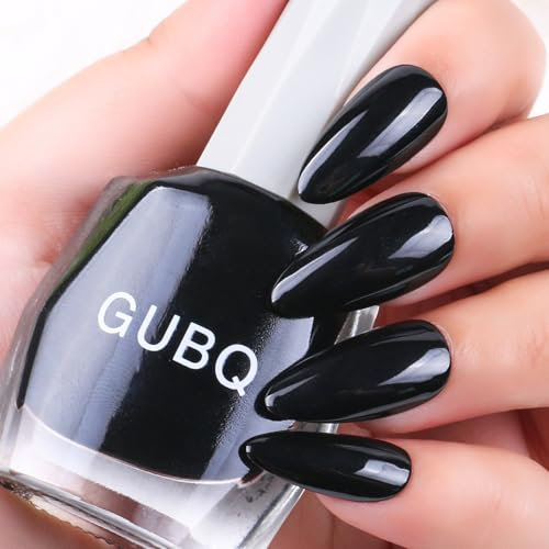 DouborQ Black Nail Polish Long-lasting Glossy Nail Art Varnish (36)