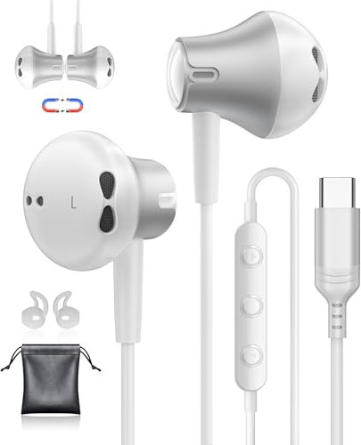 Ecouteur USB C pour iPhone 15 Samsung Galaxy S25 S24 Ultra A55 A56 Écouteurs USBC avec Micro HiFi Ecouteurs Filaire USB C pour iPhone 16 Pro Max Samsung Galaxy A16 S24 S23 S22 FE A35 iPad 10 Pro 2024