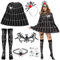 Hangsky Halloween Kostüm Spinne Damen, 7 Stück Spinnenkostüm Damen Set, Halloween Kostüm Set für Karneval Party (A)