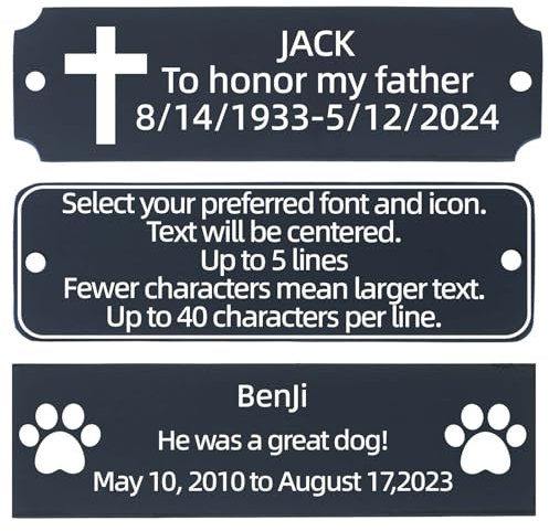 QIPAN Custom Engraved Metal Name Plate,Personalized Name Plaque,Thickened Brushed Metal Custom Laser Engraving Plaques with Adhesive or Hole(with screws) (Black, Large)