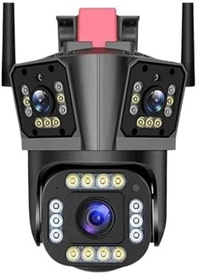 DIGNIFE Surveillance Camera, 5K 12MP PTZ Surveillance Camera Three Lens Two Way Audio Auto Tracking Color Night Vision IP66 Security Camera(5K With 128G SD)