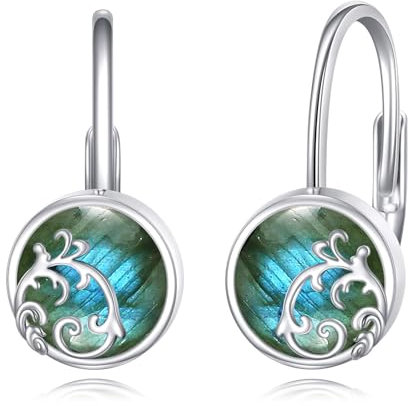 VENACOLY Leverback Filigrane Labradorit Ohrringe 925 Sterling Silber Labradorit Filigrane Ohrringe Schmuck Geschenk für Frauen