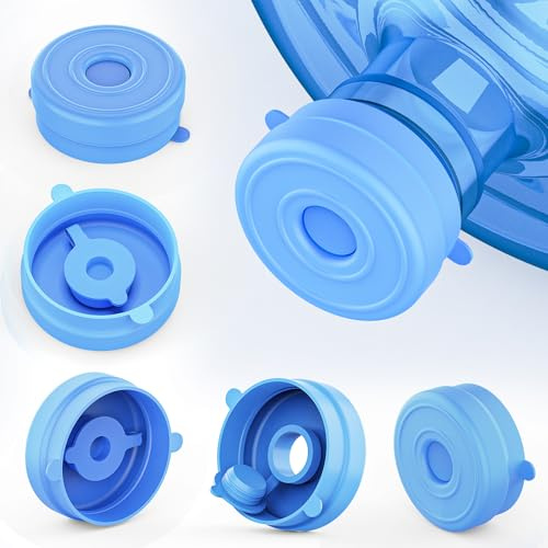 Myvision Reusable 3-5 Gallon Water Jug Caps, Secure Cap for Water Dispenser,No Spill Silicone Replacement Cap,Suitable for bottle mouths with diameters ranging from 1.89 to 2.16 inches (5)