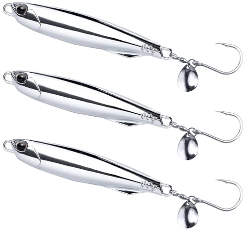 Dr.Fish 3pcs Sea Fishing Lure Vertical Diamond Jigging Spoons 60g for Mackerel Cod Bass Pike with Single Hooks Casting Spinners Metal Jigs