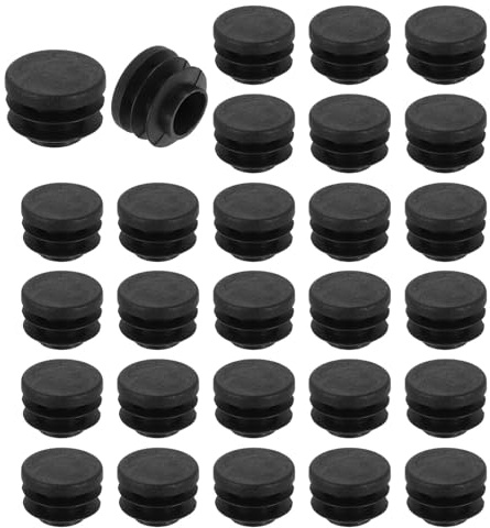 sourcing map Lot de 28 bouchons ronds en plastique noir de 16 mm pour pieds de meubles, protection contre le glissement pour chaise, canapé, table, étagère