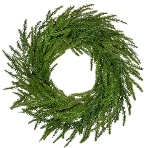Arborus 40 cm Adventskranz Künstlich Norfolk Weihnachtskranz Grün Tür Deko Türkranz Adventsdeko Weihnachtsschmuck Tischkranz Wandkranz zum Aufhängen Zuhause Innen Dekor Modern Rustikal Boho Deko