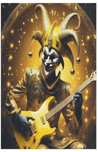 Gitarre Clown Holzpuzzle 1000 Teile Klassische Puzzles Erwachsene Kinder Puzzle DIY Kit Holzspielzeug Einzigartiges Geschenk （78×53cm）