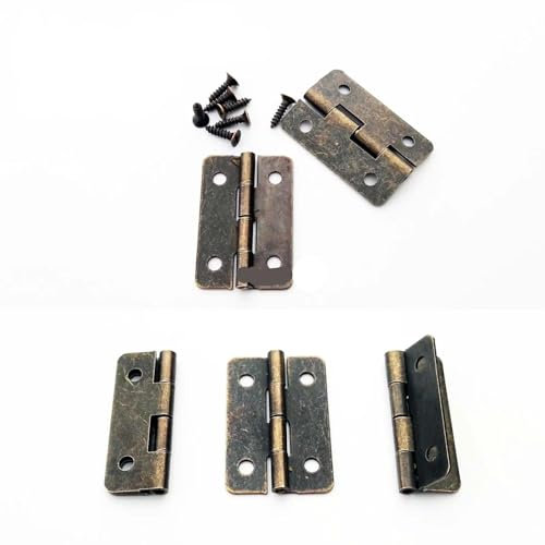 Wooden Music Box Wine Case Dollhouse Cabinet Door Hinge with Screw 12Pcs(Medium Golden16x24mm)