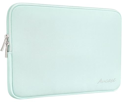 Aucase 13 13.3 14 inch Laptop Sleeve Leather Case, Water Resistant Puffy Protective Bag for Macbook Pro 14 Macbook Air 13 inch/HP/LENOVO/ACER/ASUS/DELL Chromebook Matebook 14