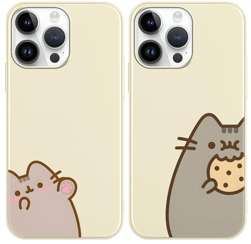 Stradvnaly 2 Stück Cremefarben Handyhülle für Apple iPhone 15 6,1, Cute Cat Süß Cartoon Katze Muster Silikon TPU Stoßfest Schutzhülle Kratzfest Bumper Cover,Keks