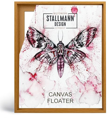 Stallmann Design Schattenfugenrahmen 50 x 70 cm | Farbe: Caramell Eiche | Leer-Rahmen für Leinwände auf Keilrahmen | mit Montagezubehör | ohne Glas und Rückwand