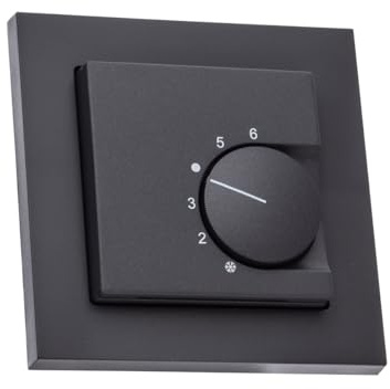 Raumthermostat schwarz für Fußbodenheizung mit GIRA E2 1-Fach Rahmen 021109 schwarz + Abdeckung 55x55mm, Kontaktausführung Öffner für Stellantriebe 230V stromlos geschlossen (NC)