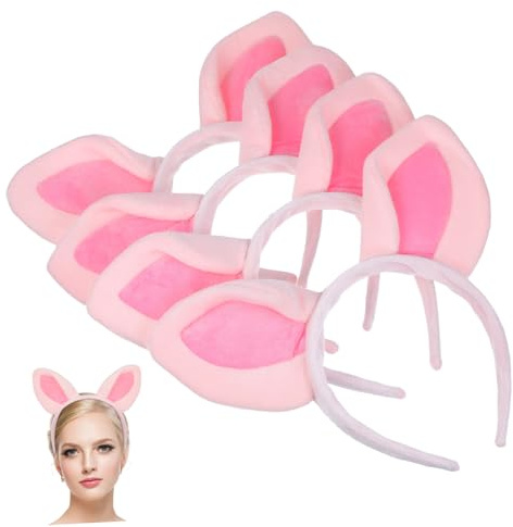 AUTSUPPL 4pcs Serrage-têtes Oreilles de Cochon en Peluche Rose, Bandeau en Tissu Antidérapant, Accessoire de Fête Halloween pour Femmes et Filles, Design Cartoon Mignon