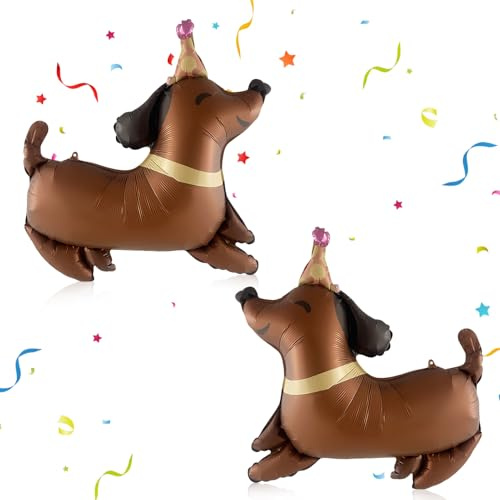 2 Stk Ballon Dackel, 3D Folienballon Dackel, Riesenballon Tier, Hunde Thema Party Dekoration, Kindergeburtstag Party Ballon Deko für Jungen, Mädchen, Hunde Geburtstag