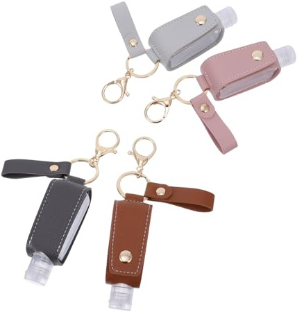 Abaodam 4 Stück Tragbare Reiseflaschen mit Schlüsselanhänger Leere Flaschen Schutzhülle Auslaufsicherer Flaschenhalter für Handgel Parfüm Kosmetik Praktisch für Rucksack Handtasche
