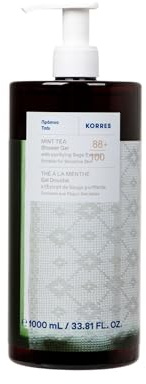KORRES MINT TEA Duschgel Jumbo, mildes Duschgel mit griechischem Salbeiextrakt & Aloe, erfrischender Duft mit Minze, Bergamotte & Zitrone, Vorratsgröße, für alle Hauttypen, vegan, 1L