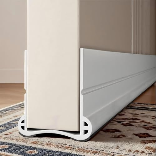 Premium Türdichtung Selbstklebend, 93cm Weiß Zugluftstopper mit Doppelter Schalldämmung, Silikon Türbodendichtung für 3,5-5,5cm Türdicke, Waschbar und Langlebig
