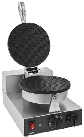 Gaufrier à Cornet de Glace Manuel – Plaques Rondes Ø 210 mm – 1000 W – Thermostat 50–300°C