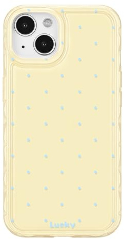Newseego for iPhone 13 iPhone 14 Case with Cute Polka Dot, Yellow | for Women Girls, Soft Slim TPU, Aesthetic Stylish Pattern Phone Cover, Shockproof, Raised Camera Protection
