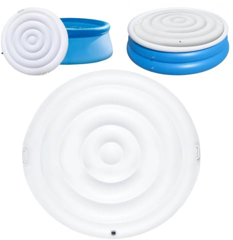Couverture Thermique pour Bains à remous Ronde et Gonflable avec poignées, Couvercle de Spa Gonflable, Couvercle de Bain à Remous de qualité supérieure et économe en énergie (Blanc, 165CM)