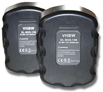 vhbw 2X Akku kompatibel mit Bosch GSR 12-2, JAN-55, GSR 12V, PSR 12VE, PSR 12, PAG 12, PSB 12 VE-2 Werkzeug (3000 mAh, NiMH, 12 V)
