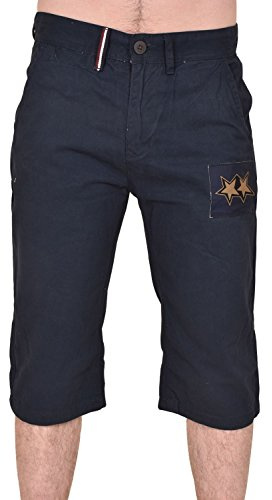 True Face Mens Shorts Chino Cargo Combat Summer Twill Fabric Zip Fly Knee Length Atrium Navy 32 Waist
