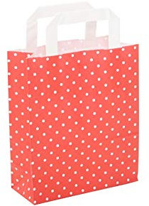 Papiertragetasche 18+8x22cm rot mit weißen Punkten Größe 100 Stück