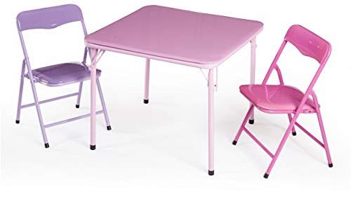 Heritage Kids Toddler Furniture Set | Kids Activity Table Chair Set Playroom Furniture Preschool Learning Compact Foldable Children's Table Small Size 3 Piece Pink