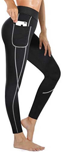 CHUMIAN Pantaloni di Perdita di Peso Pantaloni Sauna Neoprene Donna Termici Dimagrante Leggings Hot Thermo Sauna Sudore Shaper per Fitness (Nero, S)