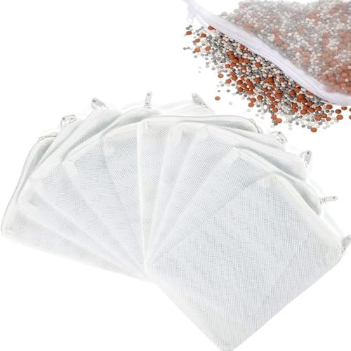 yeemeen 10 Pcs Aquarium Filterbeutel, Aquarium Filtertüten, Mesh Filter Medien Tasche, Media Mesh Filterbeutel mit Reißverschluss für Aktivkohle, für Aquarium Garten Teich